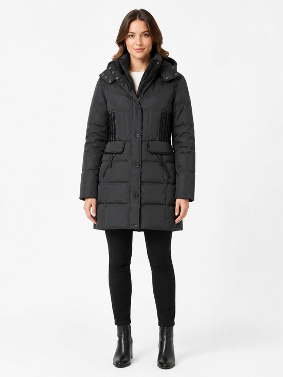 Oxygen Collections Jackets & Blazers - Oxygen Collections Montreal Down Puffer Jacket Gray Leather Accent Medium